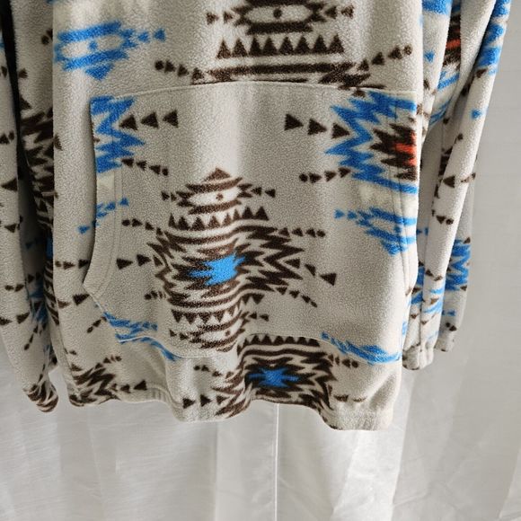 Men's Fleece Southwest Aztec Rebels & Nomads  Hooded Pullover 3/4 zip Size Small - Picture 4 of 10